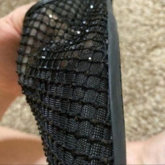 Badgley Mischka Jewel Studded Rhinestone Black Mule Flat Shoes Size 9 - Picture 7 of 8